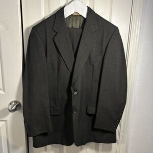 Moores Men's 40R Suit 34x30 Gray Double Breasted Jacket Made in Canada
